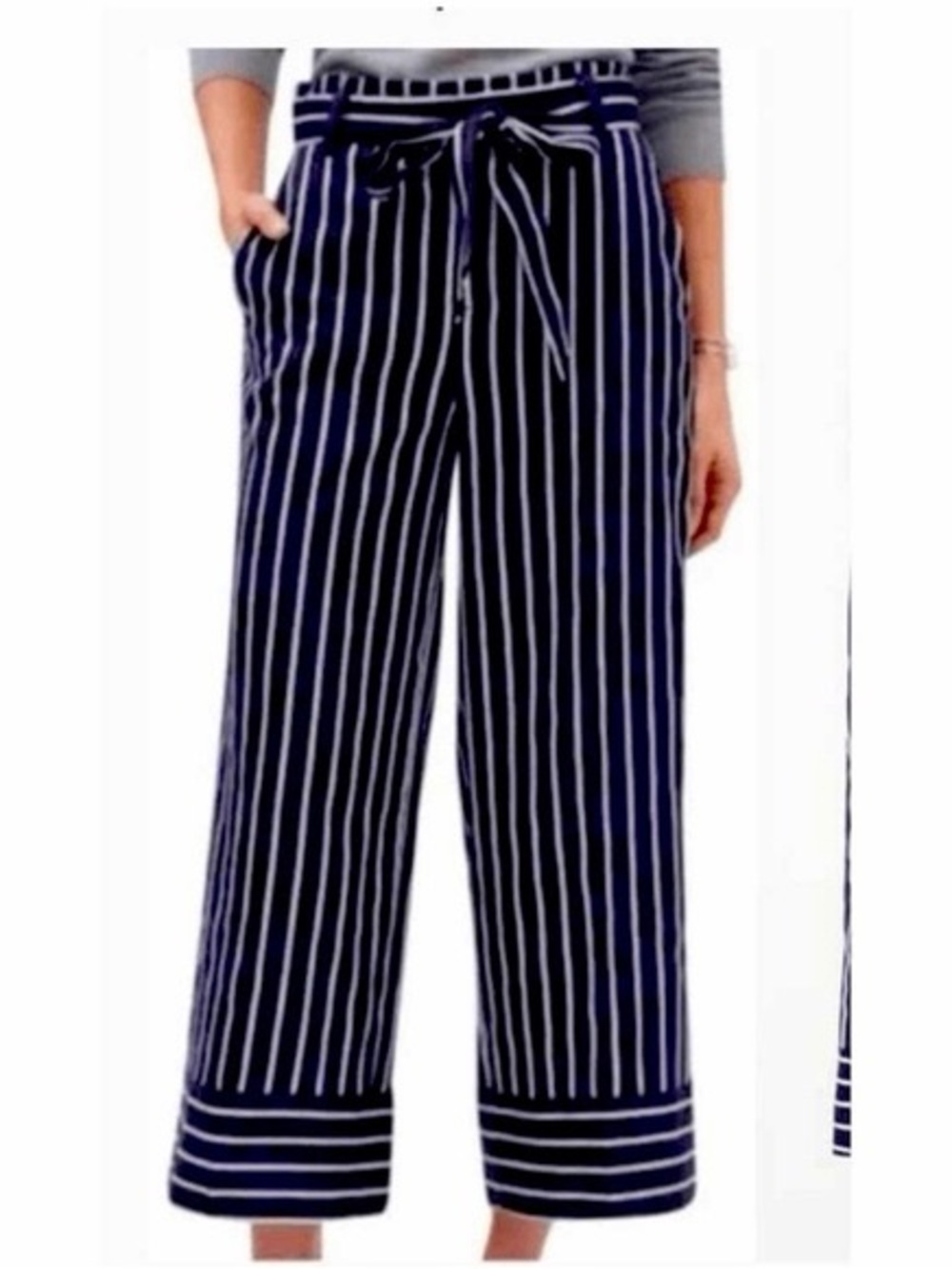 Banana Republic "Blake" Fit Striped Wide-Leg Cropped Pants